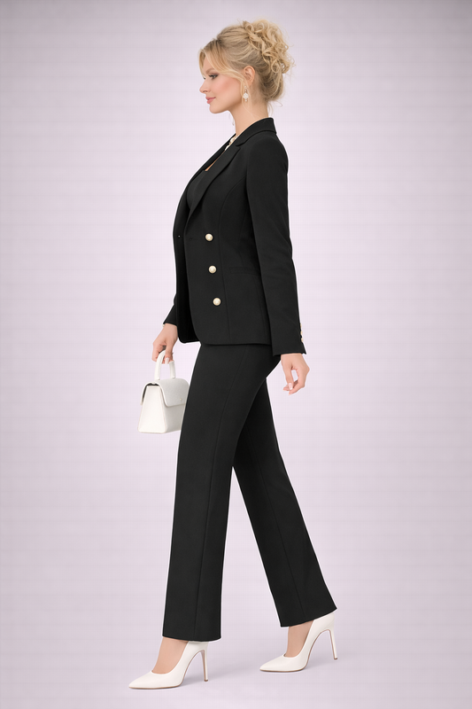 Tinută Neagră Completă 3 Piese Premium Top, Sacou si Pantaloni