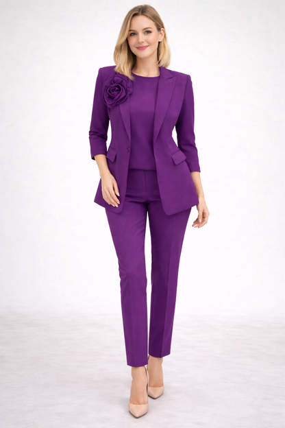 Costum Flora 3 Piese: Bluza, Sacou si Pantaloni