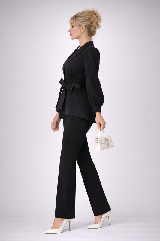 Set 2 Piese Moderne Bluză și Pantaloni 2026 Negru