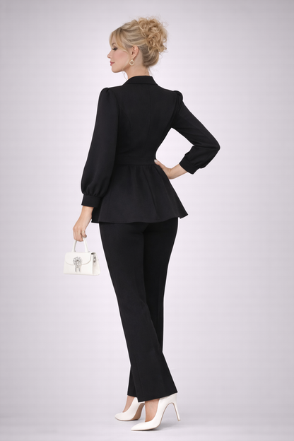 Set 2 Piese Moderne Bluză și Pantaloni 2026 Negru