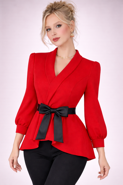 Set 2 Piese Moderne Bluză și Pantaloni 2026 Rosu