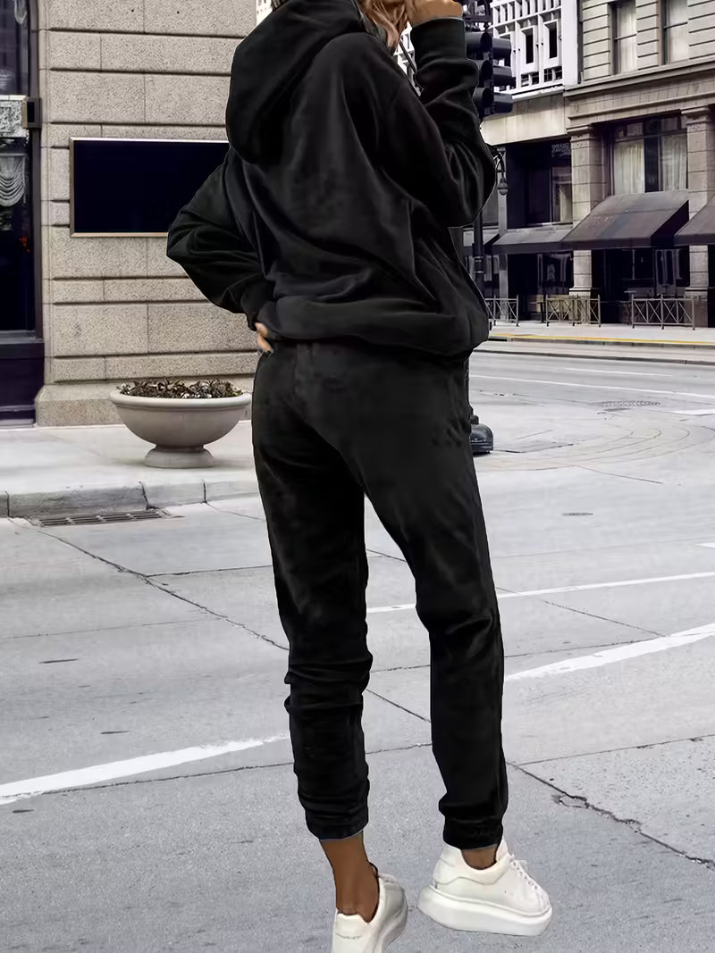 x.Trening Catifea - Set 2 Piese: Hanorac + Pantaloni