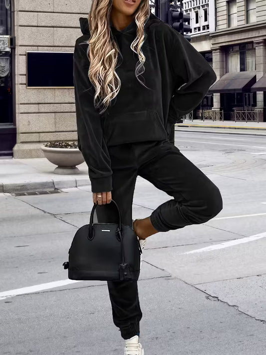 x.Trening Catifea - Set 2 Piese: Hanorac + Pantaloni